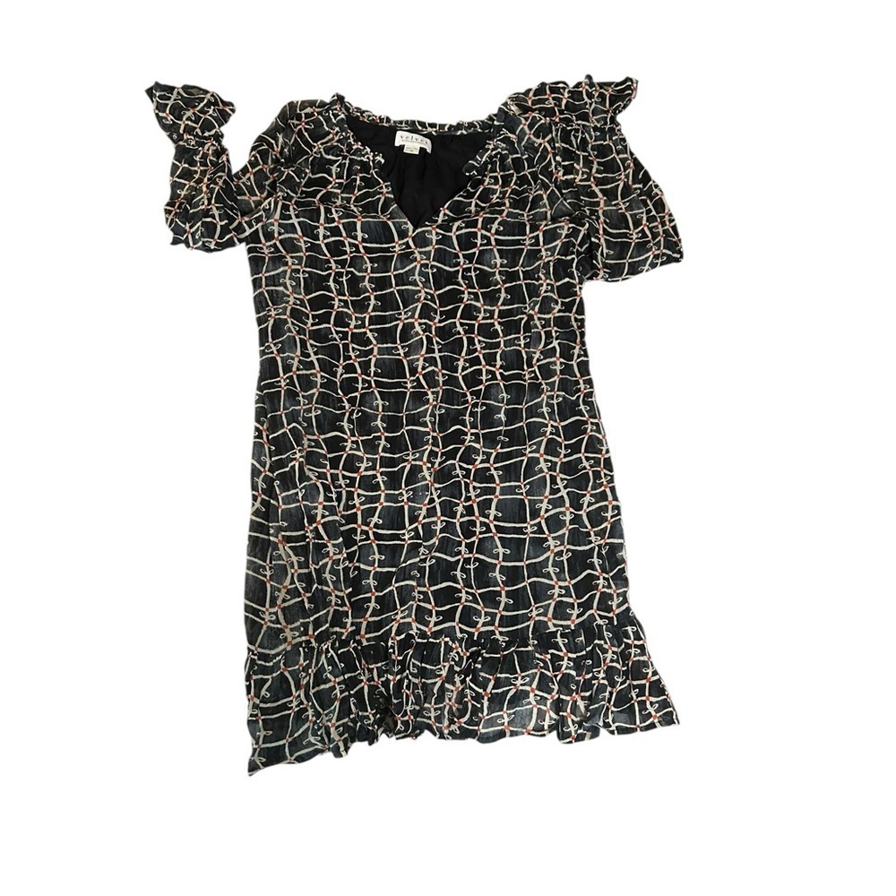 VELVET By Graham & Spencer Zurich Print Dress Long Sleeve Shift Black Size XS - Picture 5 of 13